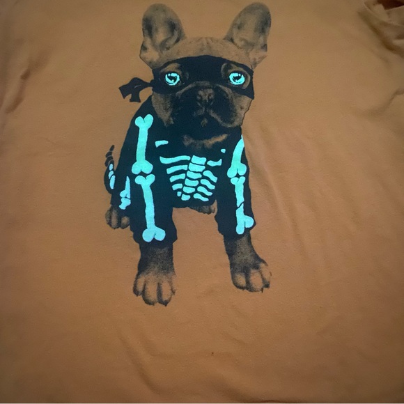 3 for $15 Glow In The Dark French Bull Dog Skeleton Tee Old Navy Size 6-7 Orange - Picture 14 of 14